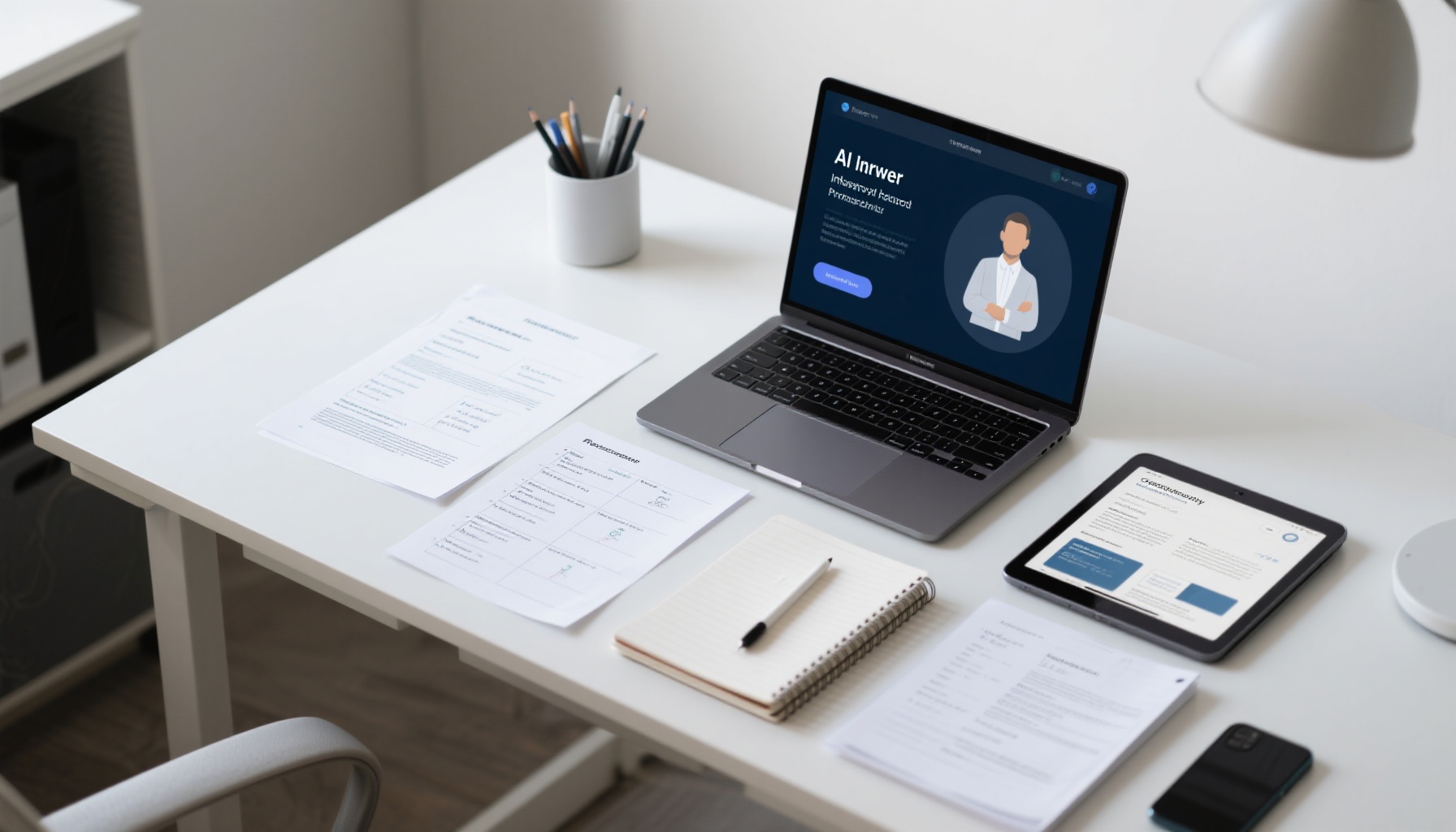 Organized interview preparation materials and digital tools