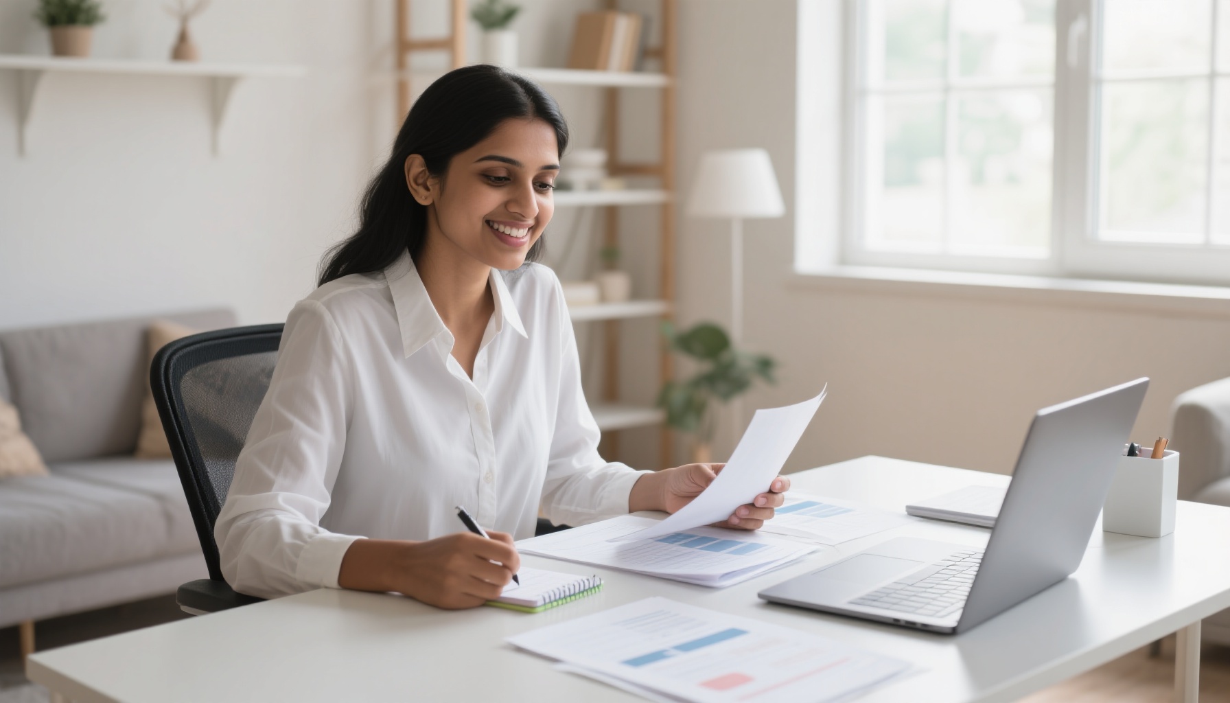 Professional preparing for job interview with confidence