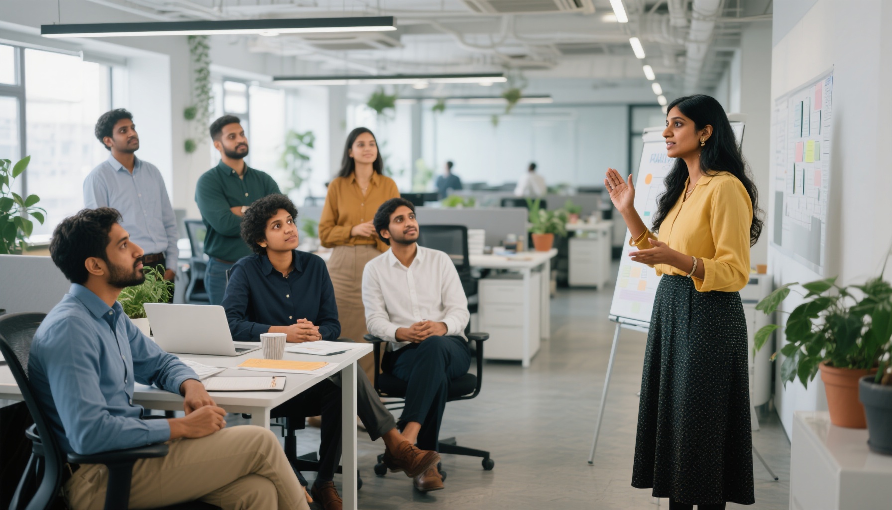 Professional workplace showing diverse team collaboration and company culture