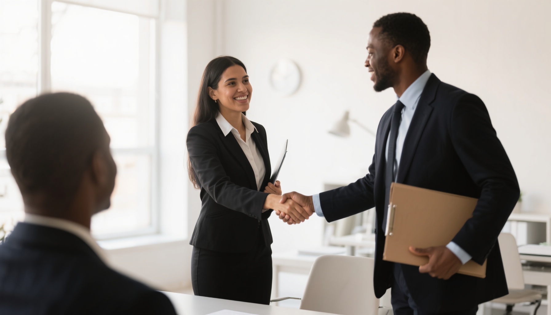 Successful handshake between interviewer and candidate