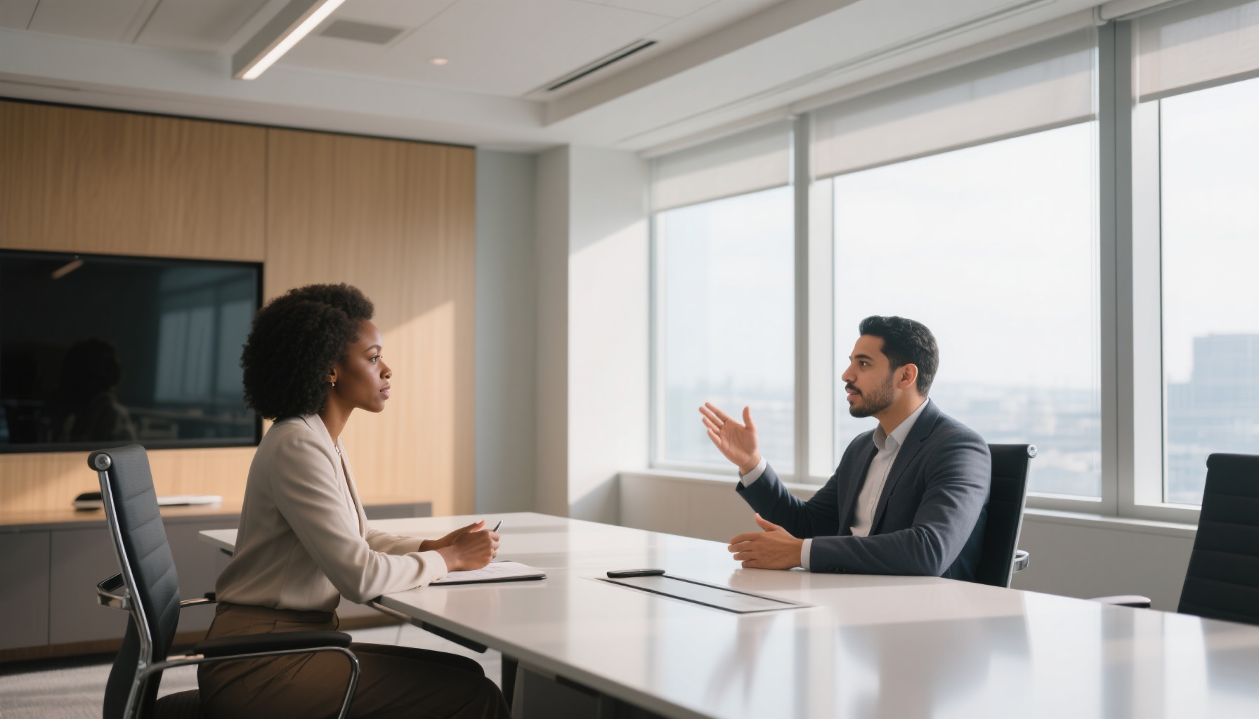 Diverse group of professionals in interview setting