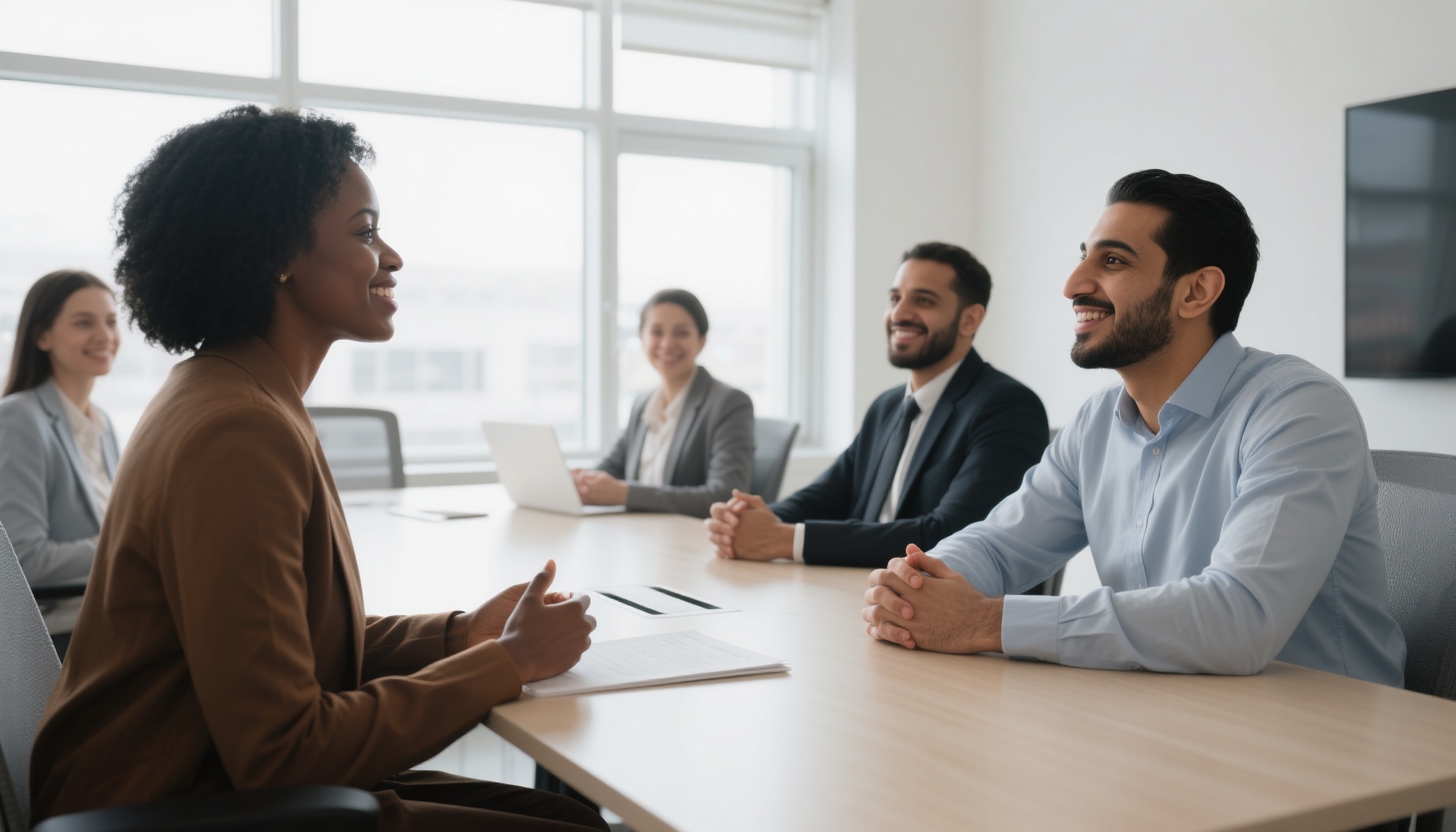 Diverse group of professionals in interview setting