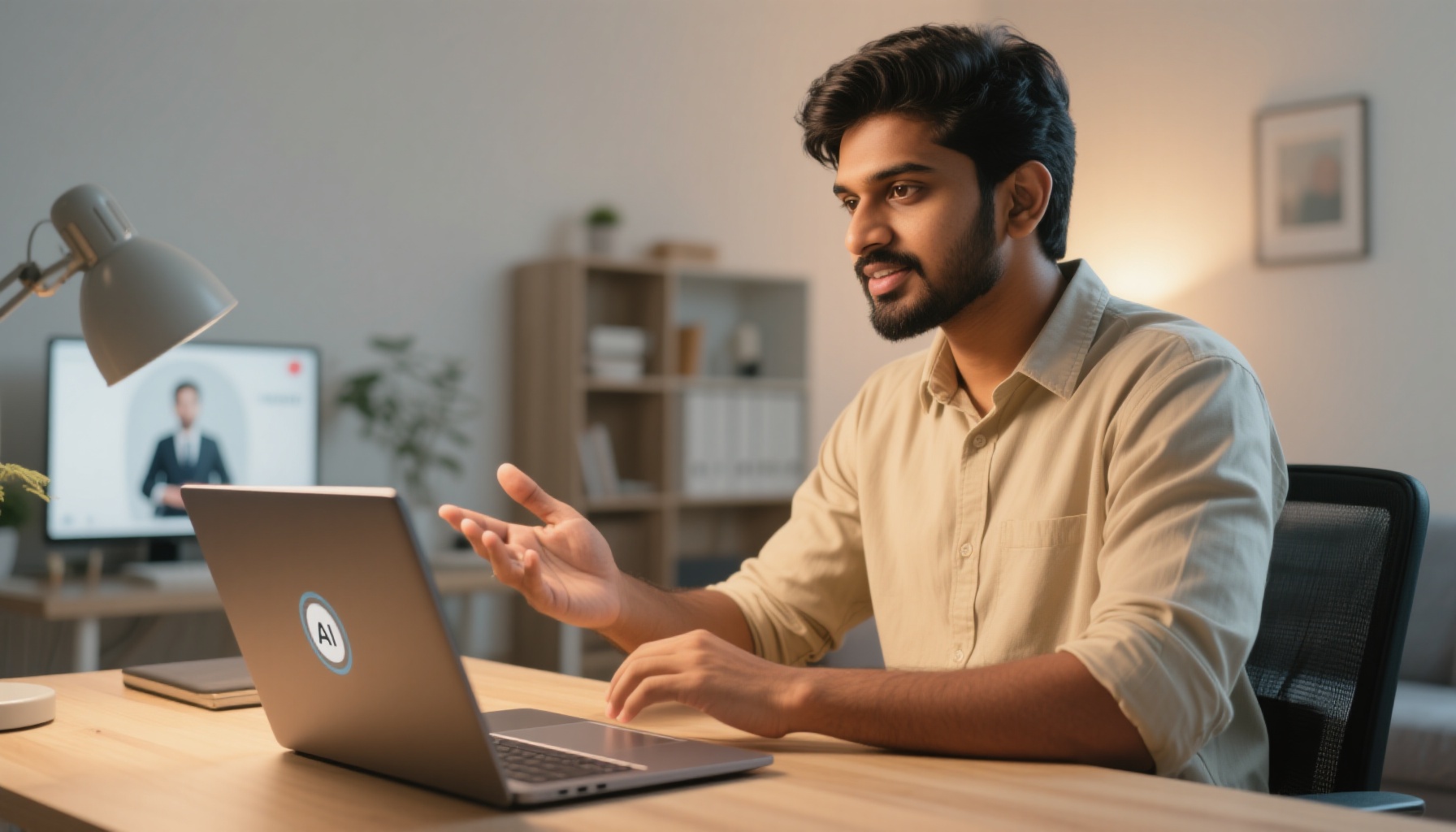Professional using AI interview preparation tool
