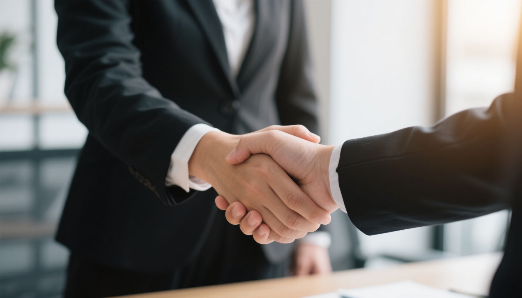 Professional handshake between interviewer and candidate