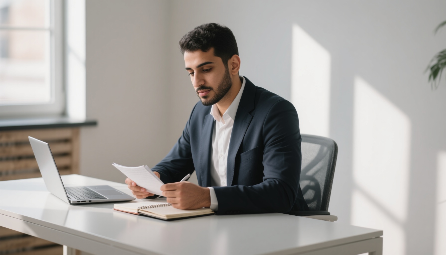 Professional job seeker preparing for interview with confidence