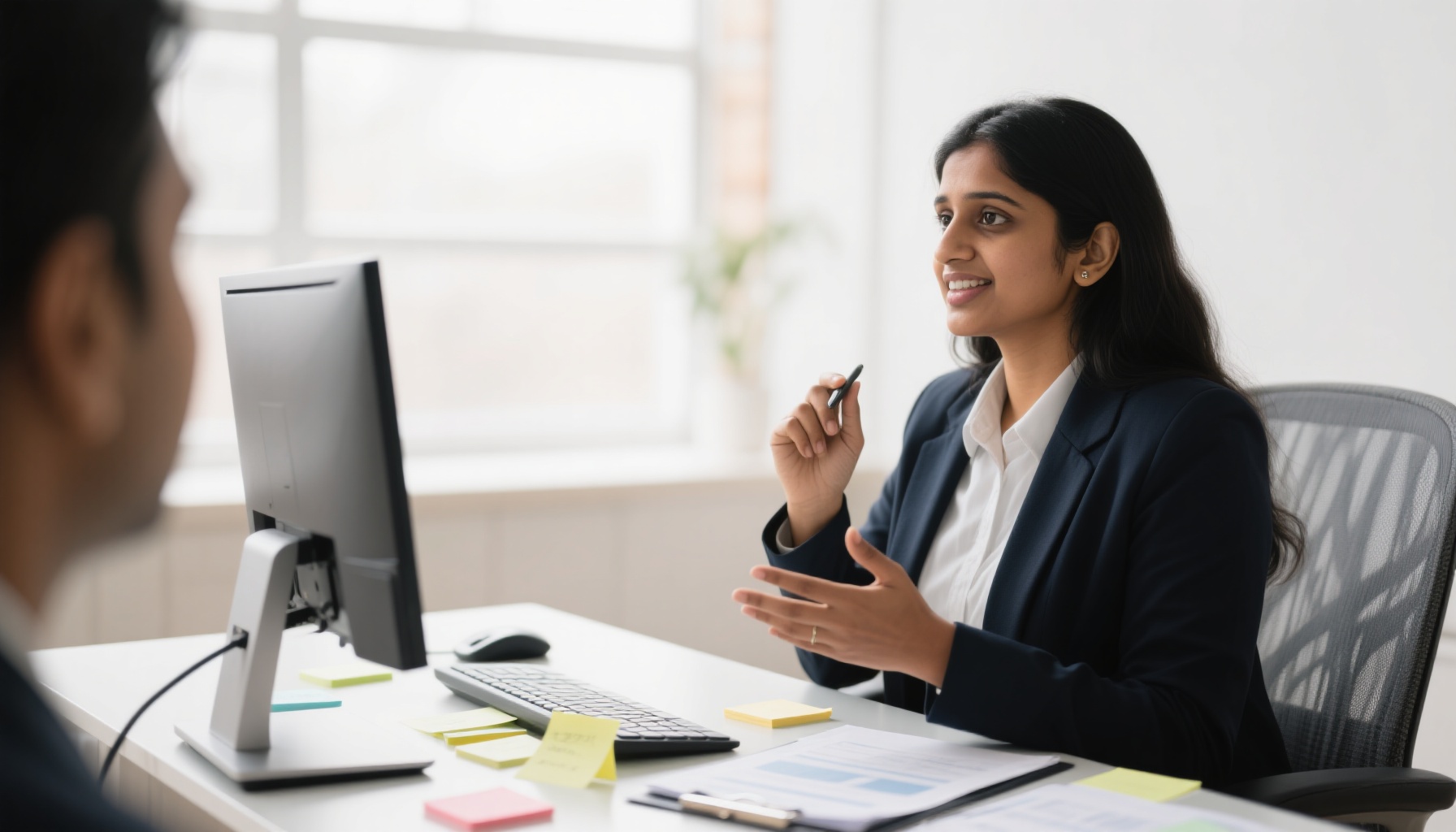 Professional practicing AI interview responses with confidence