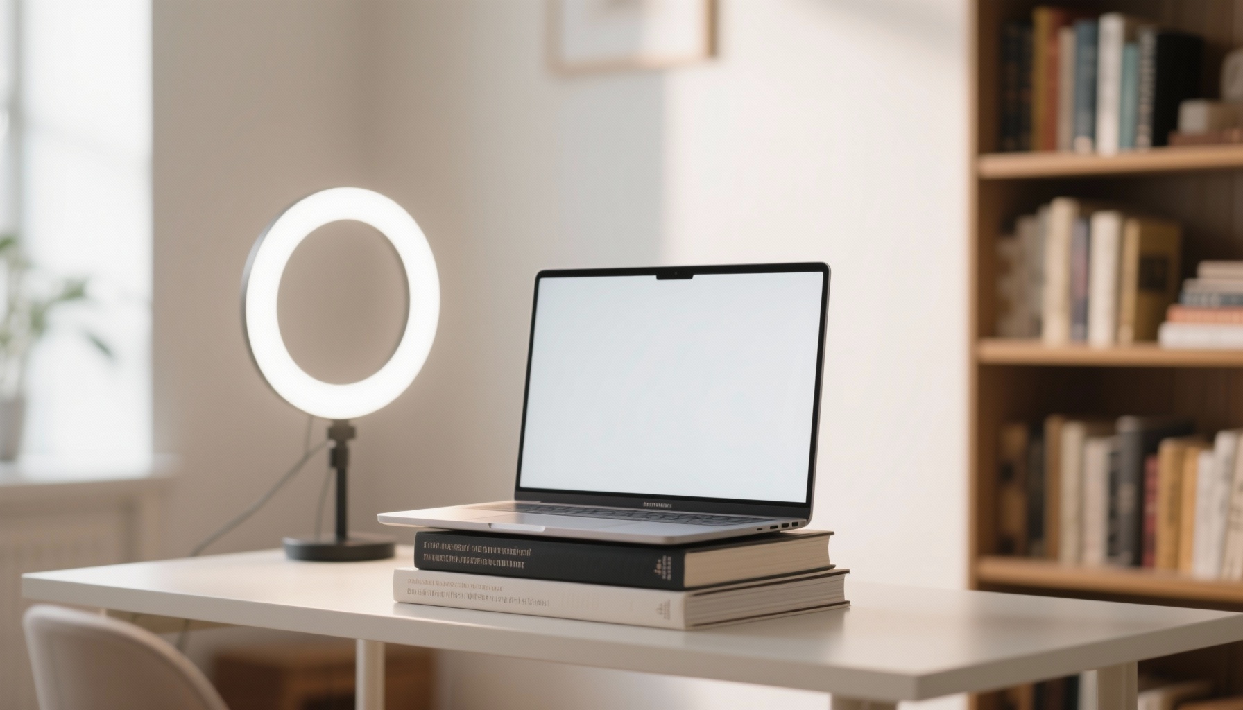 Professional virtual interview setup with proper lighting and camera angle