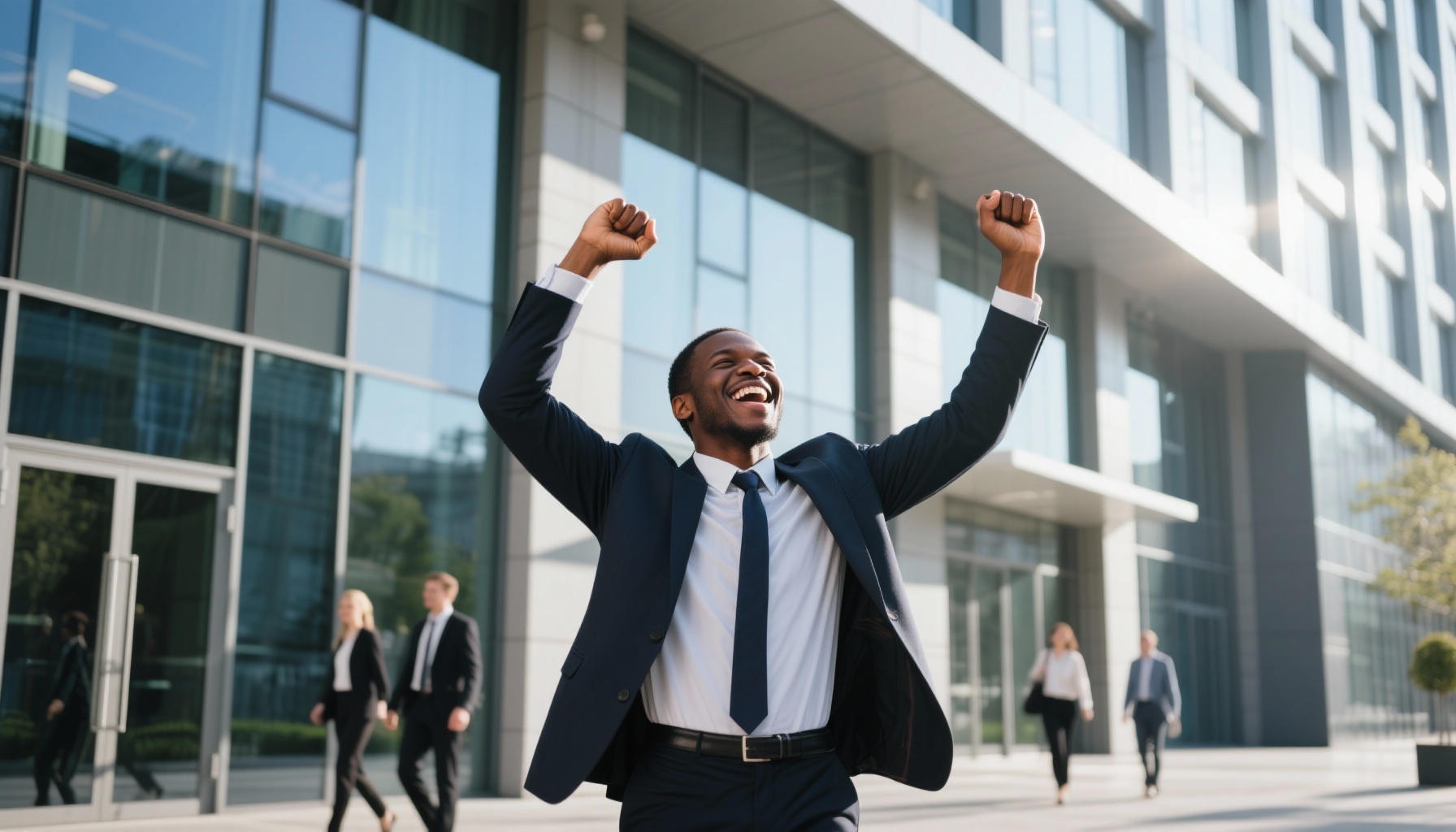 Successful professional celebrating job interview success
