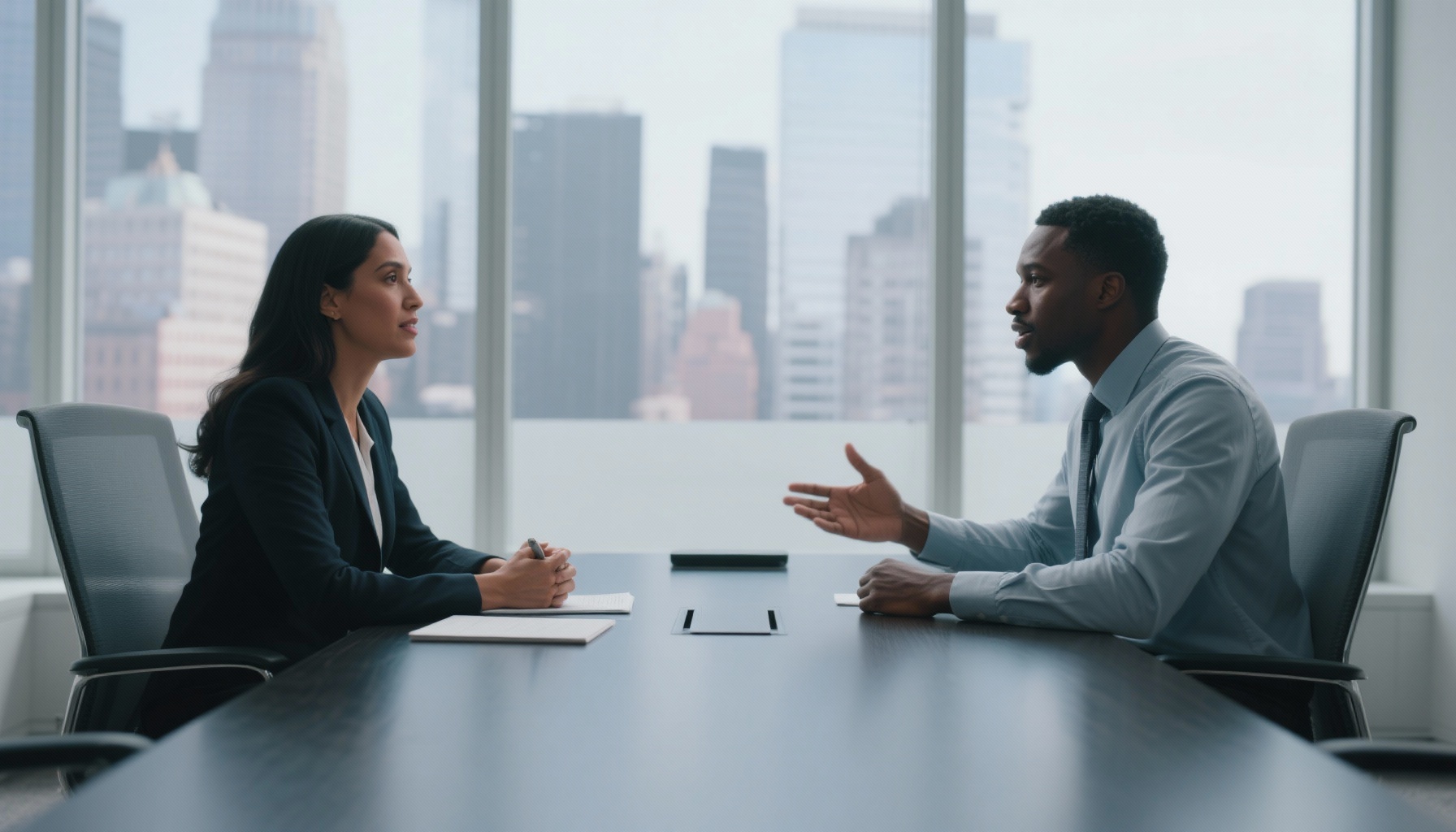 Diverse group of professionals in interview setting