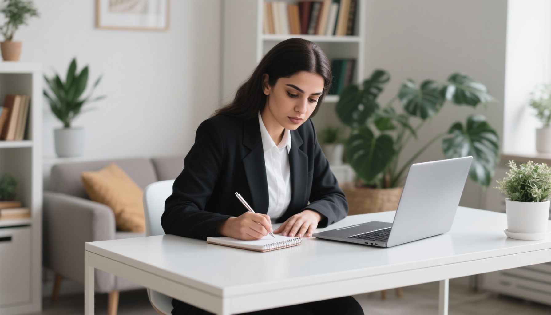 Professional using STAR method framework during interview preparation