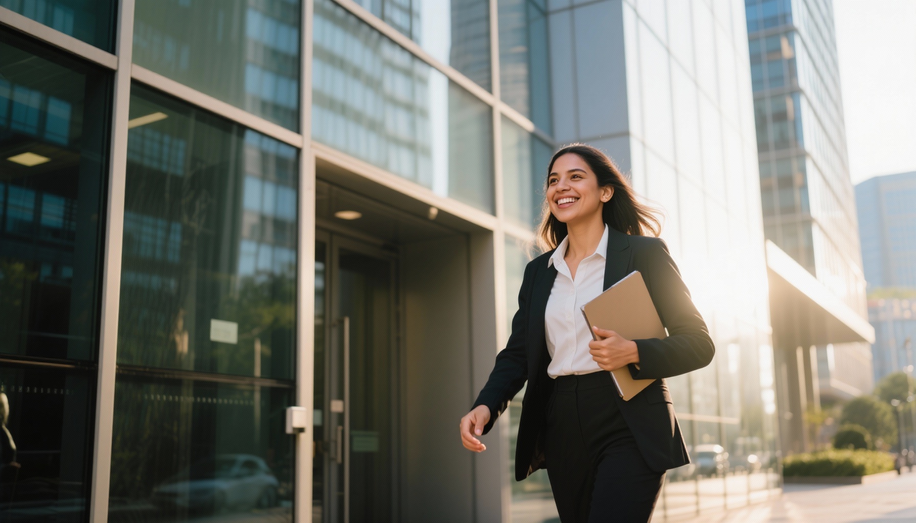 Professional feeling confident after successful interview preparation