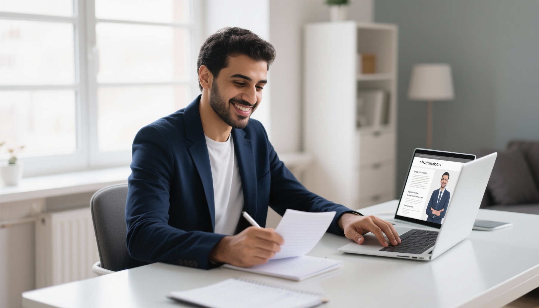 Professional preparing for job interview with confidence