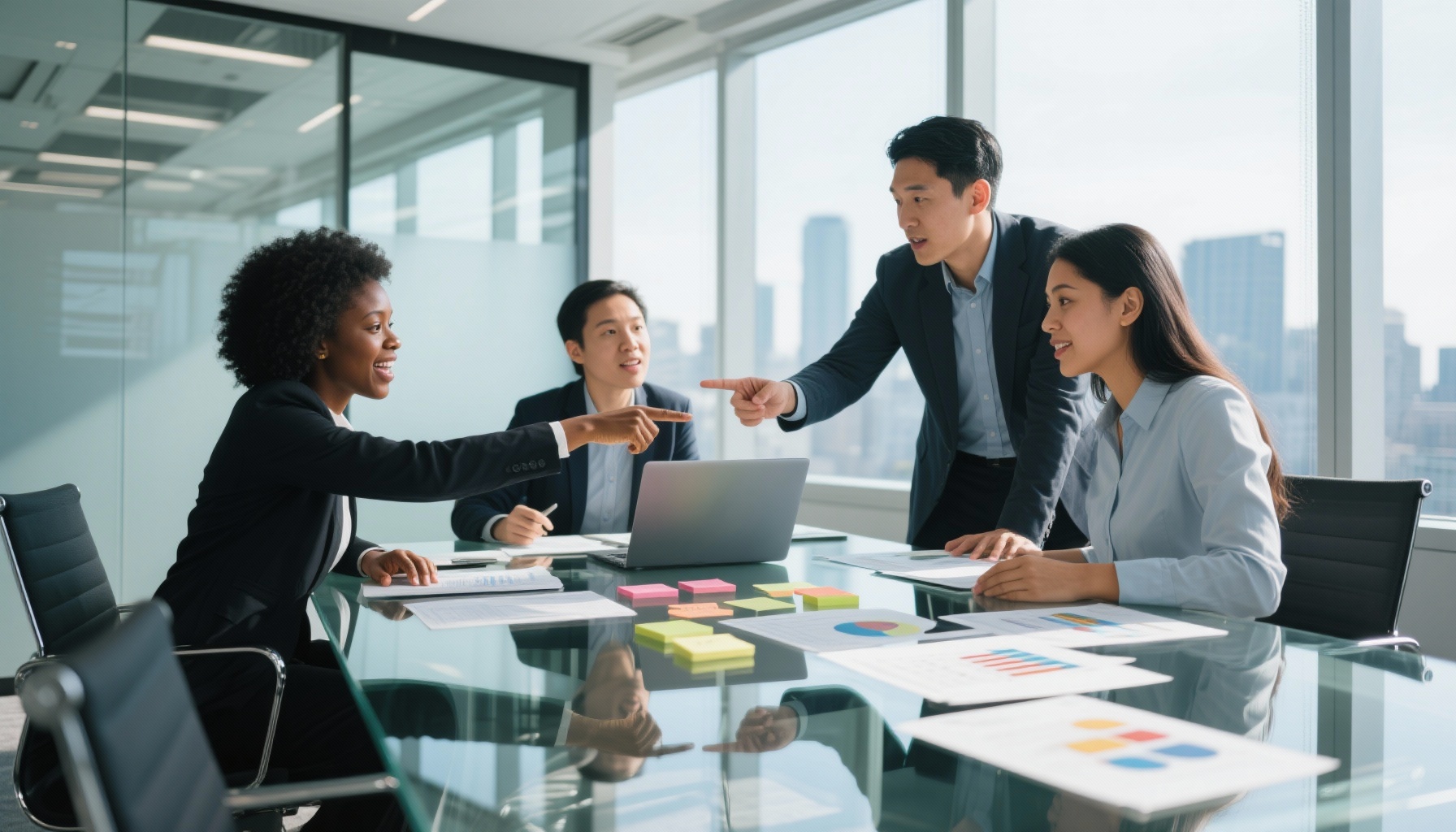 Diverse professionals in strategic discussion