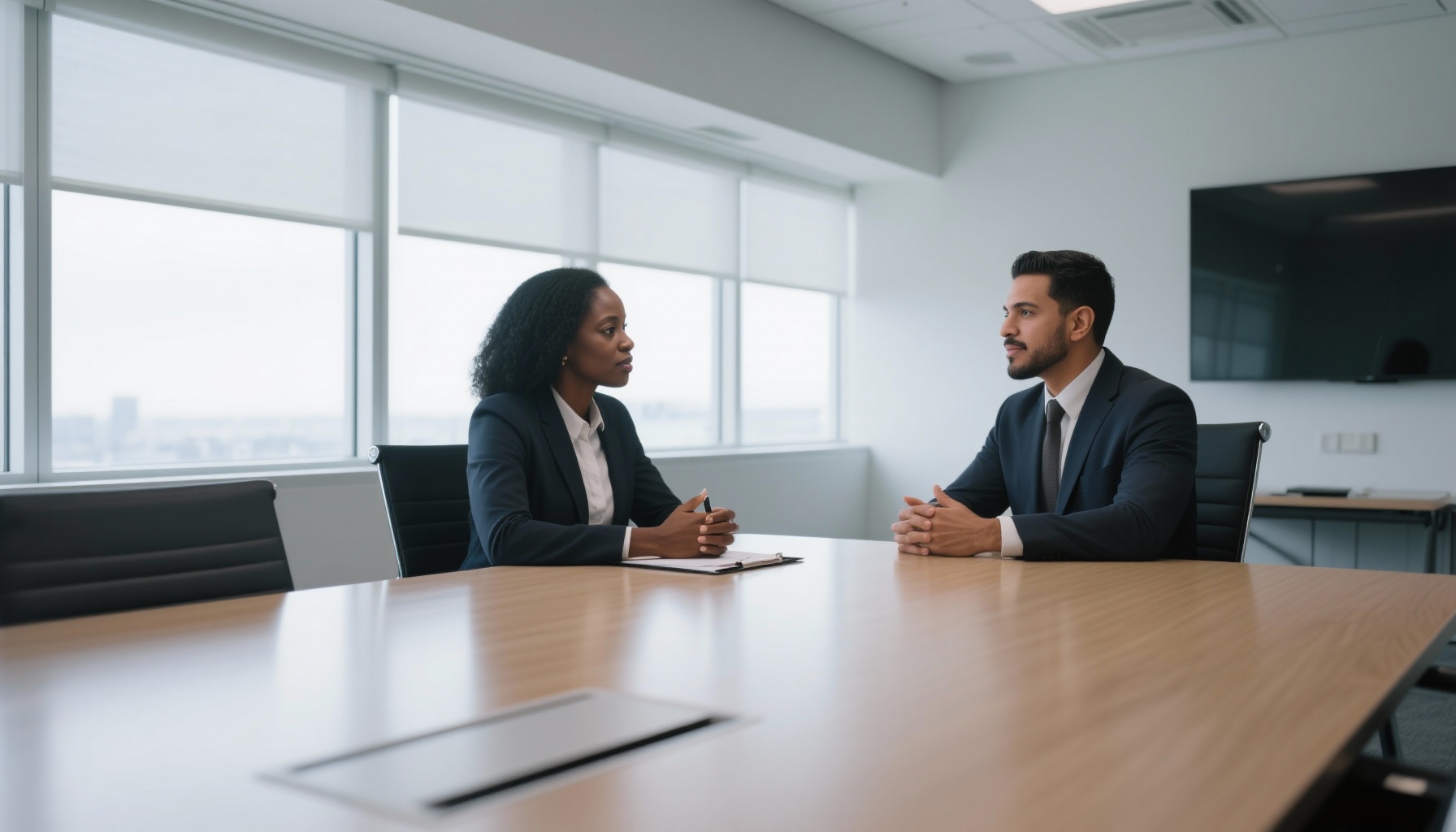Diverse professionals in mock interview setting
