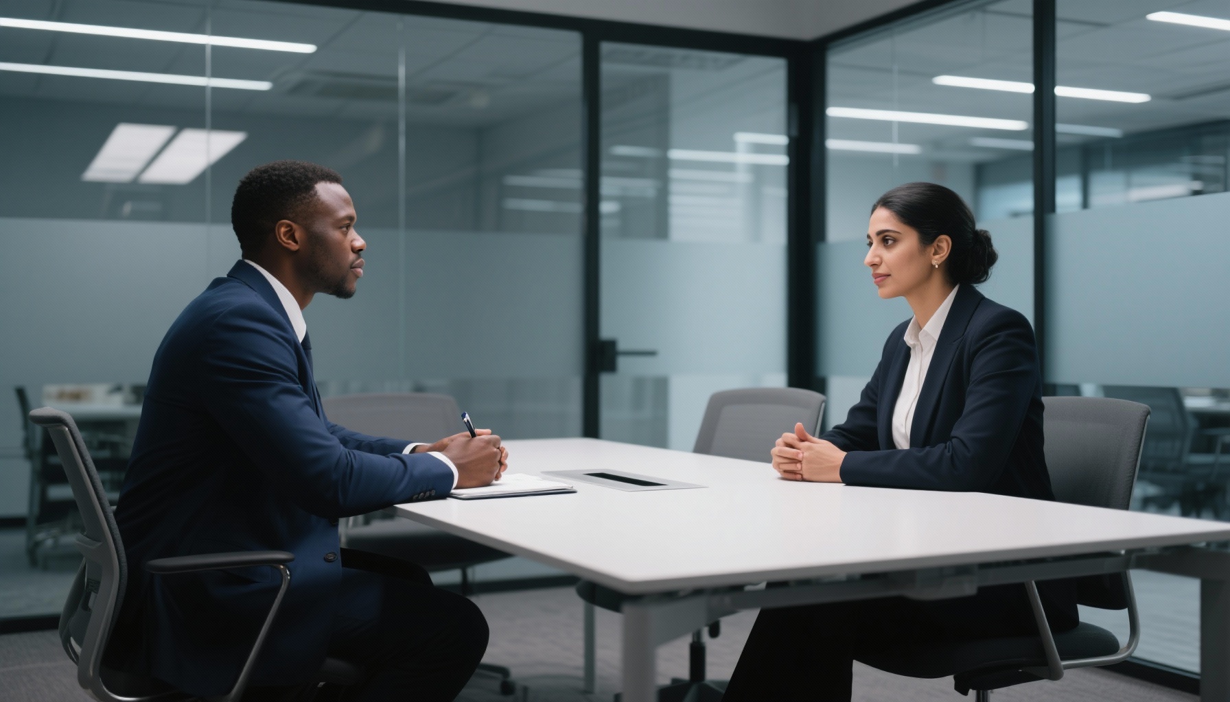 Diverse group of professionals in interview setting