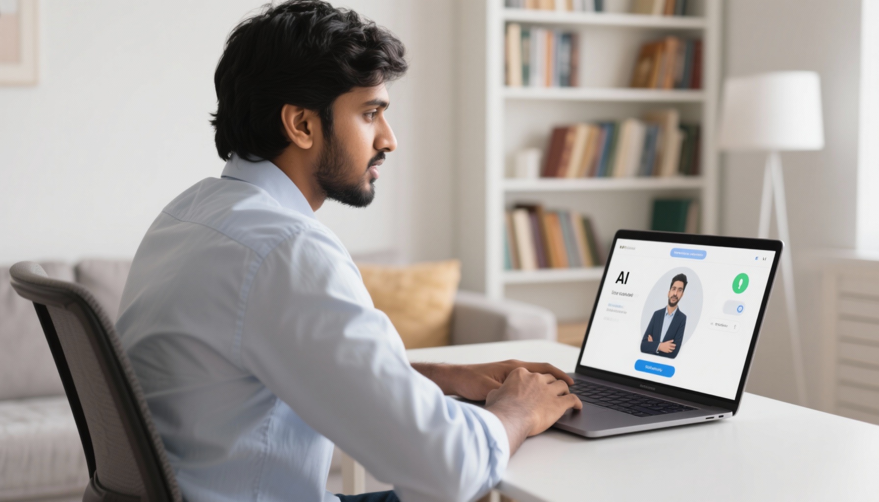 Professional using AI interview practice platform