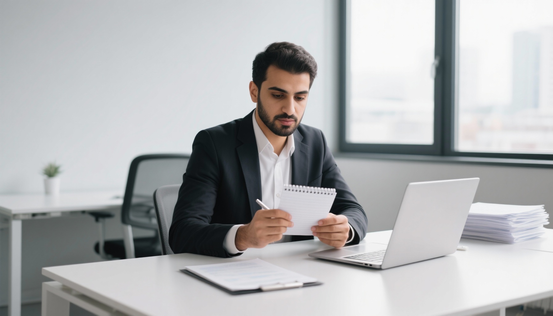 Professional candidate preparing for job interview with confidence