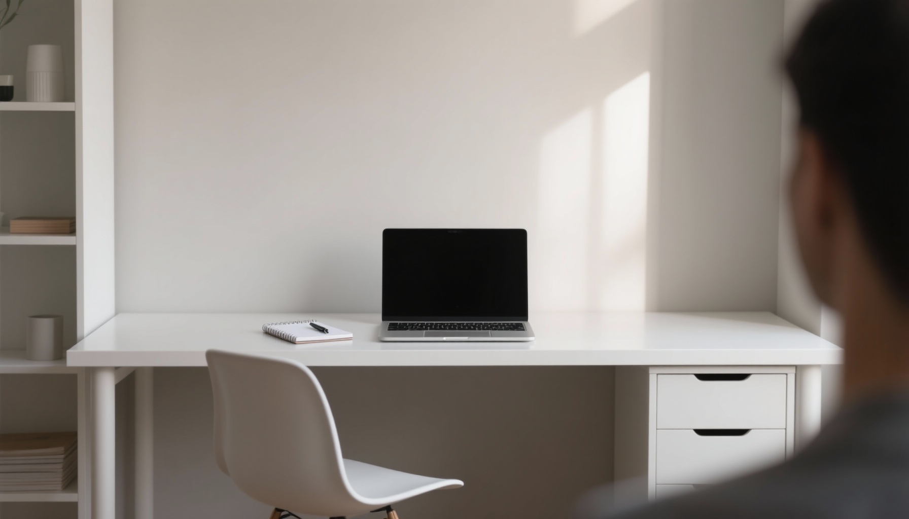 Clean, professional home office setup optimized for virtual interviews