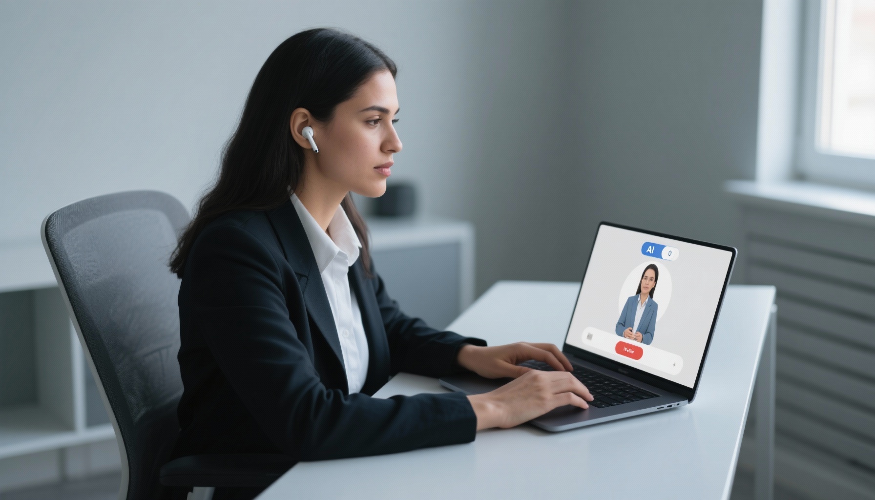 Professional using AI interview practice platform