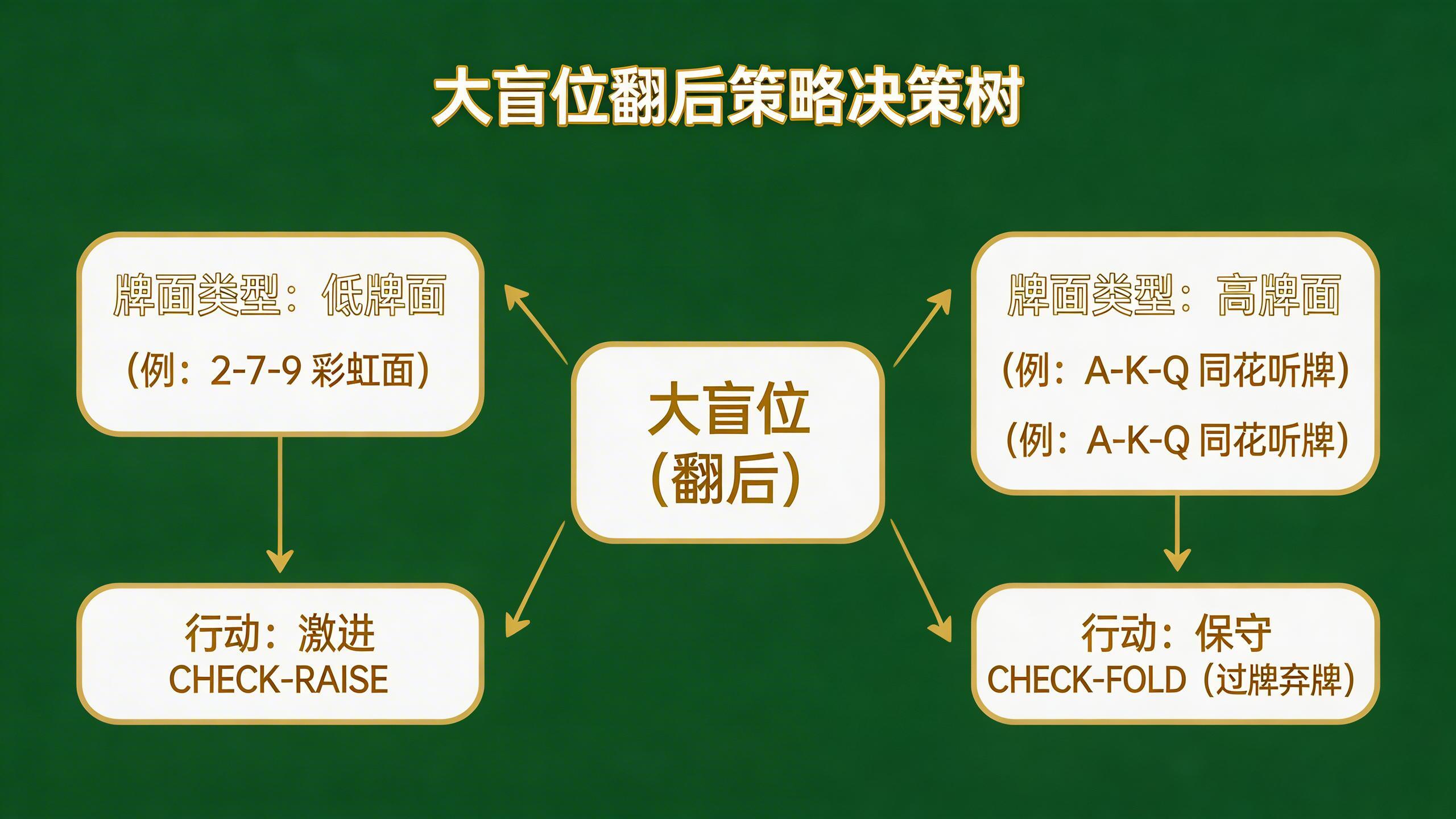 大盲位翻后策略决策树示意图